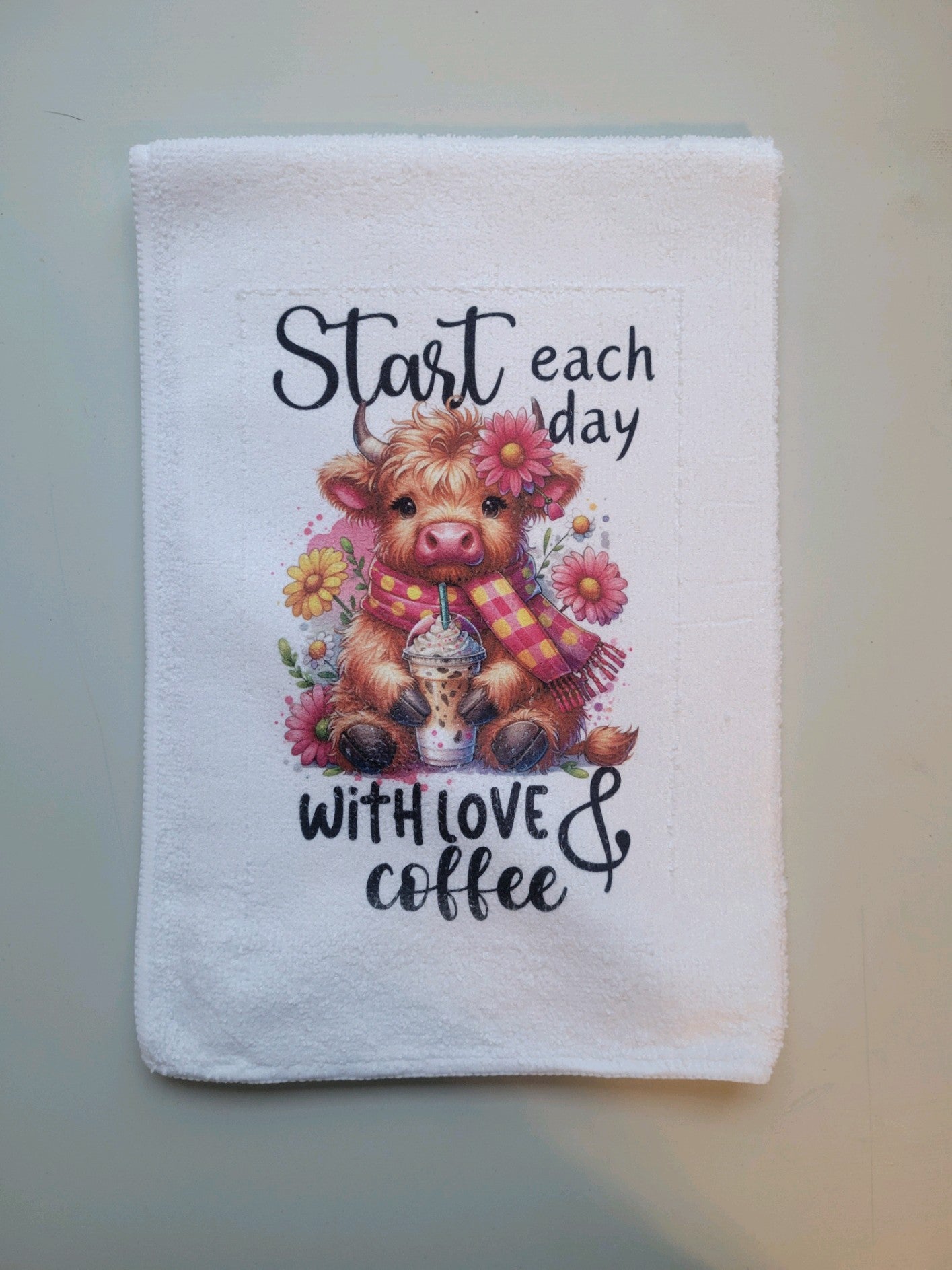 Love and Coffee Cow Tea Towel