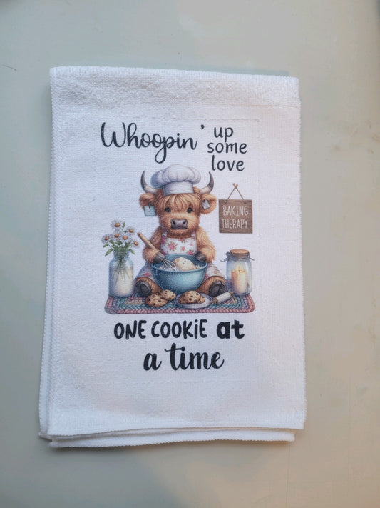 Whoopin' Up Some Love Cow Tea Towel